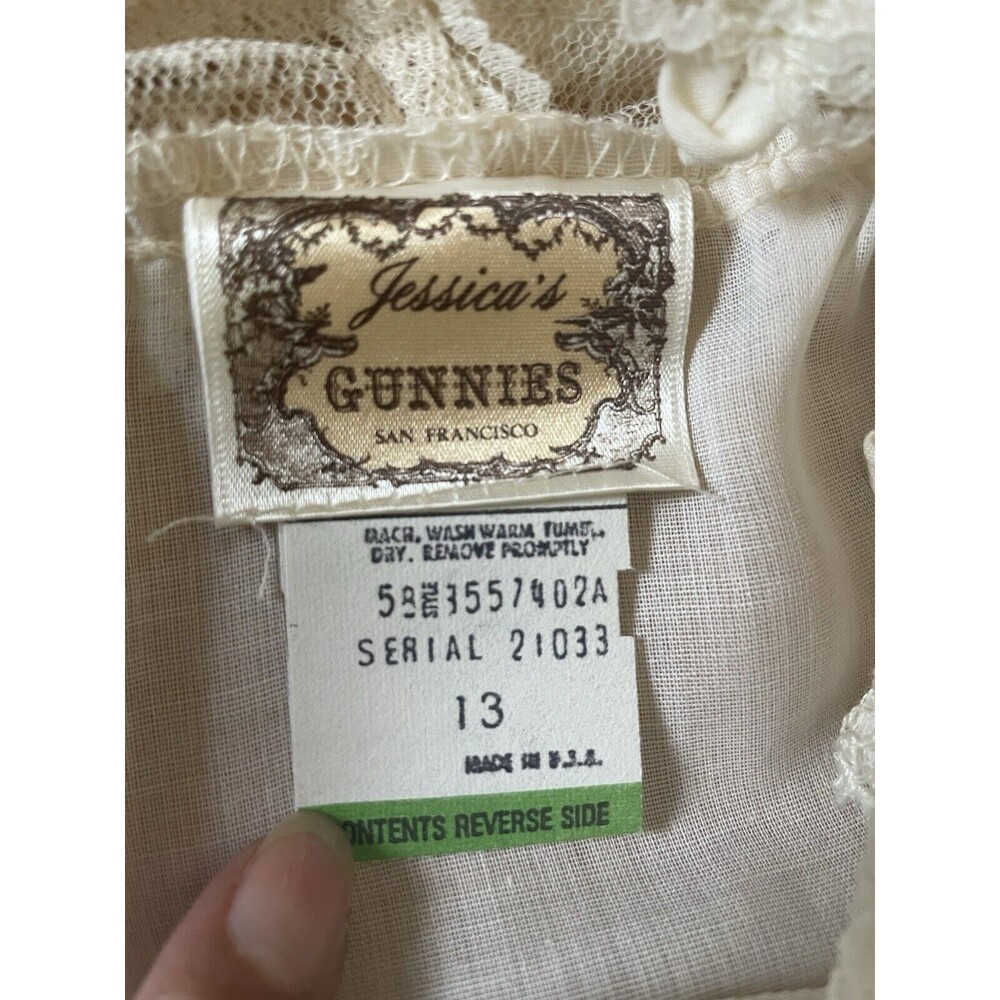 VTG Gunne Sax Blouse Top Victorian 70s Jessica’s Gunnies Ivory Cream Size 13 M/L - Picture 3 of 12